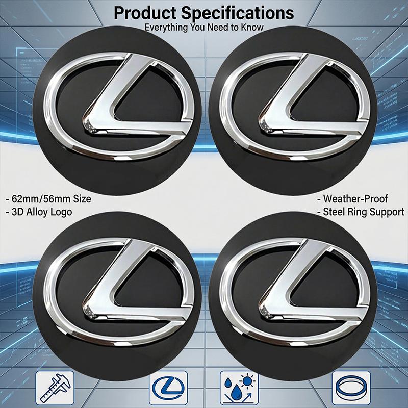 4Pcs Car Wheel Hub Center Caps Dust-Proof Snap-On Wheel Cover for Lexus 250 300 RX 300 350 US 200 GX 400 460 LX GS450H GS350 ES 350 300H NX300