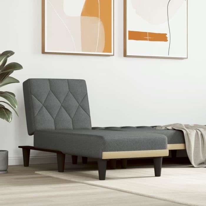 VidaXL Chaise longue gris foncé tissu 352857