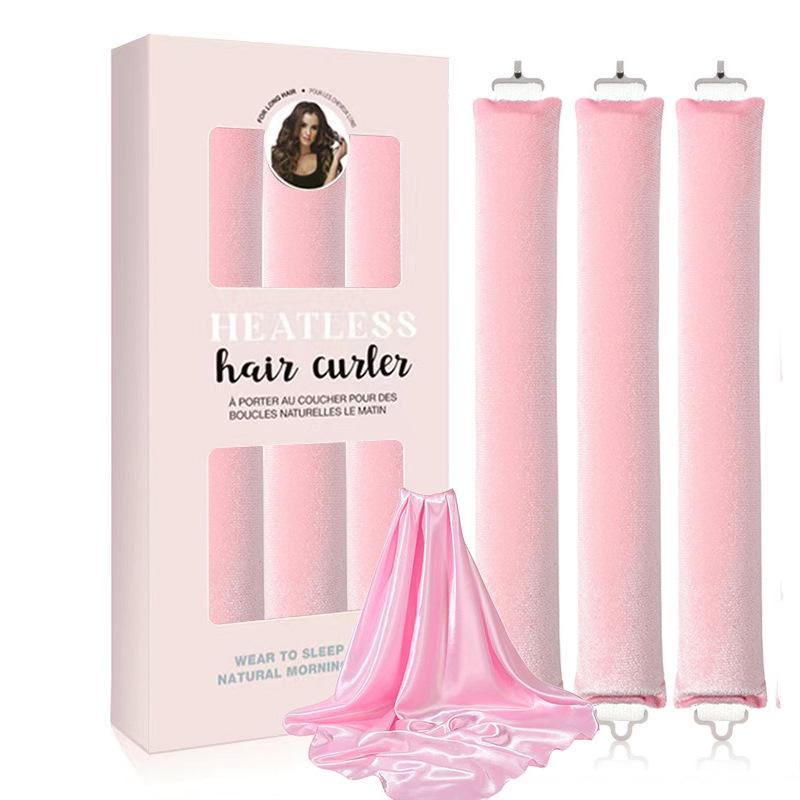 Exclusive 3-Piece No-Heat Curling Iron Set - U-Shaped Sleep Waves In Color Box Packaging