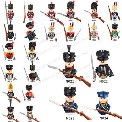 MOC Żołnierze Wojskowi Figurki Średniowieczni Napoleon Klocki Budowlane Kawaleria Tarcza Zbroja Złożone Akcesoria Zabawki PREZENT DLA DZIECKA N001-024