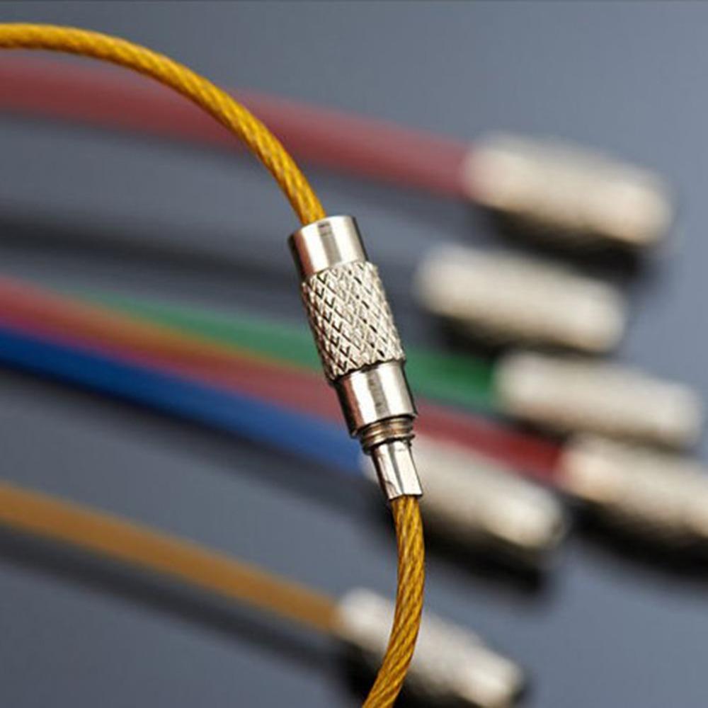 50 Pcs 15cm Stainless Steel Wire Keychain Rope Multicolor Versatile Stainless Steel Wire Keychain Loop