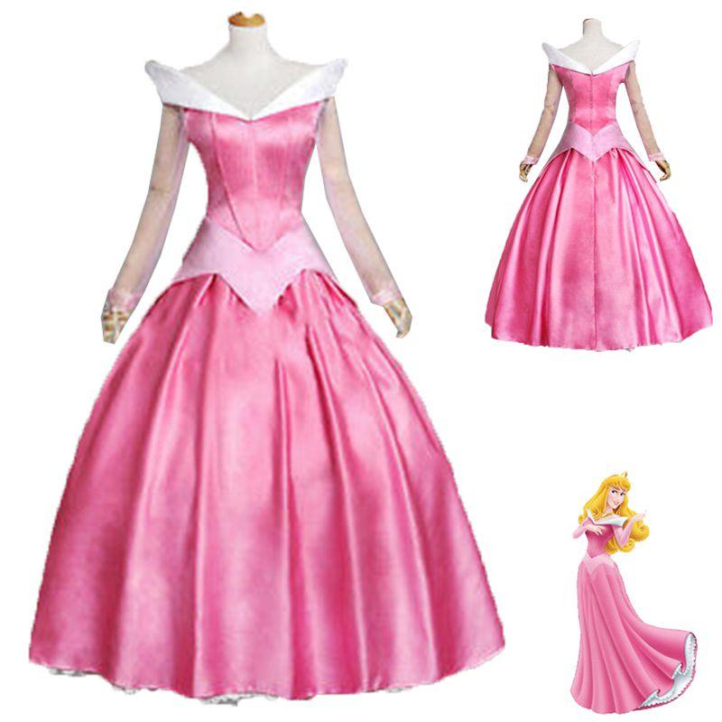 Enchanting Pink Sleeping Beauty Aurora Gown Costume For Women With Puff Sleeves