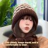 Fair Isle Style Knitted Hat For Women Retro Dual-Use Bag Hat Warm Wool Hat Earmuffs
