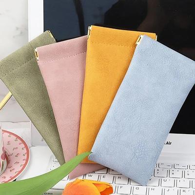 4 Color Soft Leather Reading Glasses Bag Case Waterproof Solid Sunglasses Pouch Simple Eyewear Storage Bags Eyewear Accessories