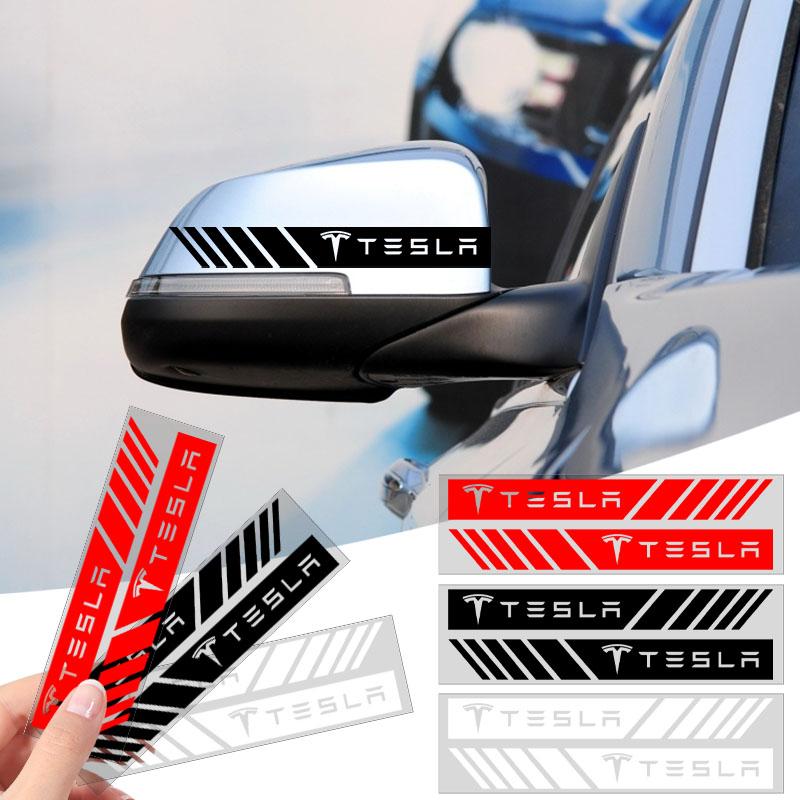 mghxj4 Car Stripe Stickers Rearview Mirror Reflective Vinyl Decals Decoration for Tesla Model 3 S X Model Y Roadster SpaceX Accessories