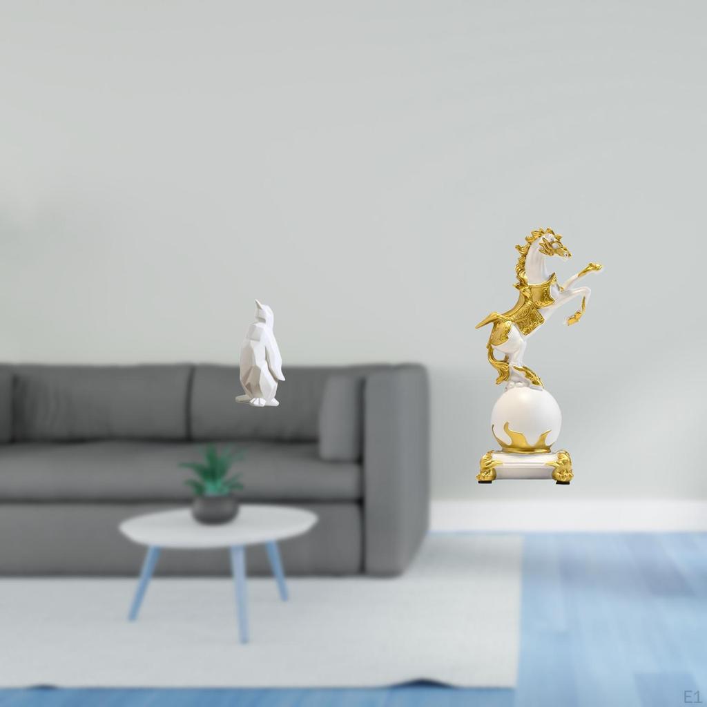 Penguin Horse Sculpture Figurine Collectable Craft Decorative Ornament Resin Animal Statue Modern