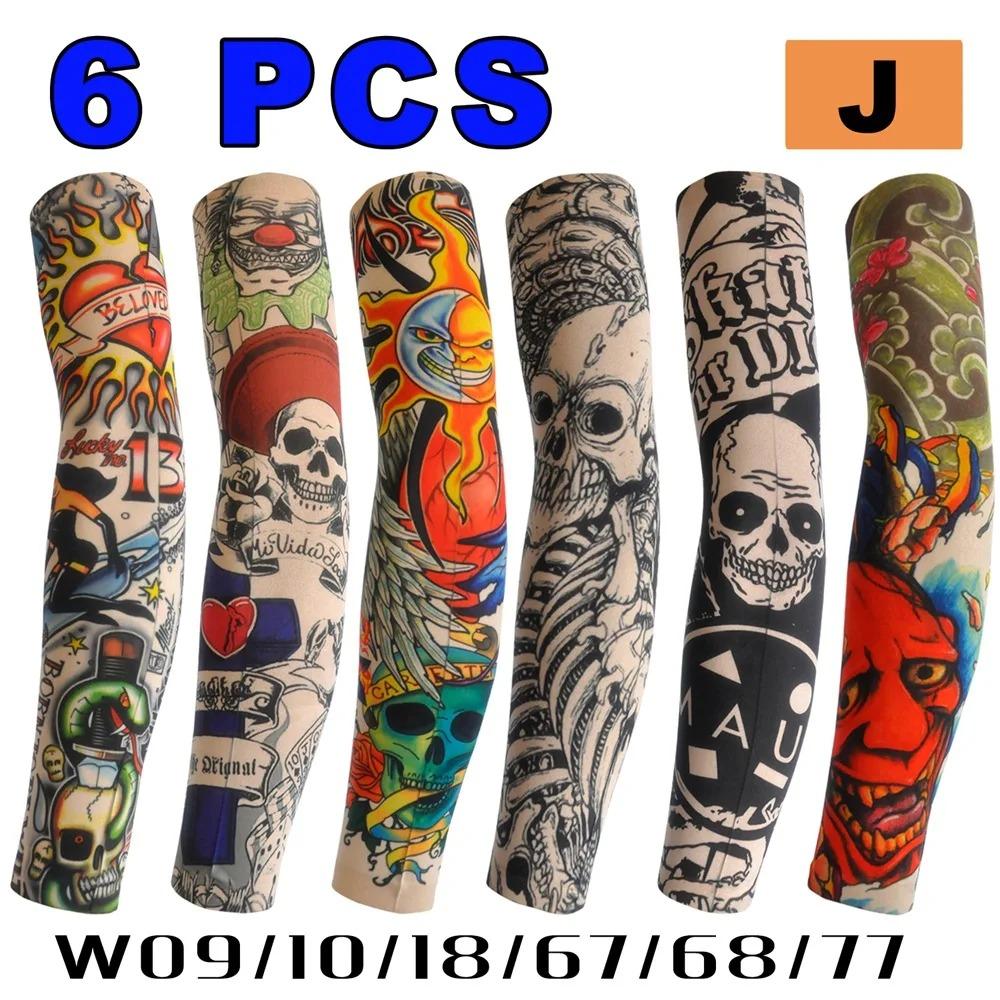 6 PCS Tattoo Sleeve for Men Women Anti-Sunburn Sleeve Elastic Outdoor Nightclub Cycling Arm Cover Party Cycling Tattoo Sleeve