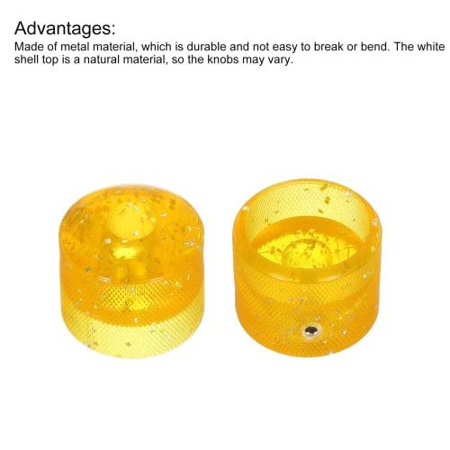 uxcell Dome Knobs, Guitar Knobs, 6mm Flake Yellow Plastic, for Electric Guitar and Bass, Volume and Tone Controls, with Internal Hex Wrench, Set of 3