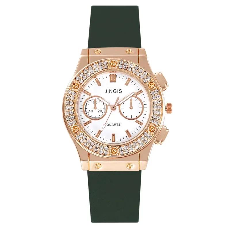 

Роскошные Модные Женские Силиконовые Часы Высокого Класса Циферблат со Шкалой с Двойными Бриллиантами Женские Кварцевые Наручные Часы Повседневные Часы Reloj Mujer
