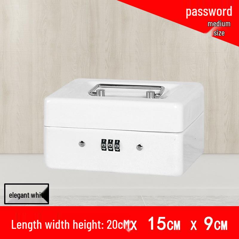 Portable Thickened Metal Cash Box with Lock and Password, Secure Storage Organizer