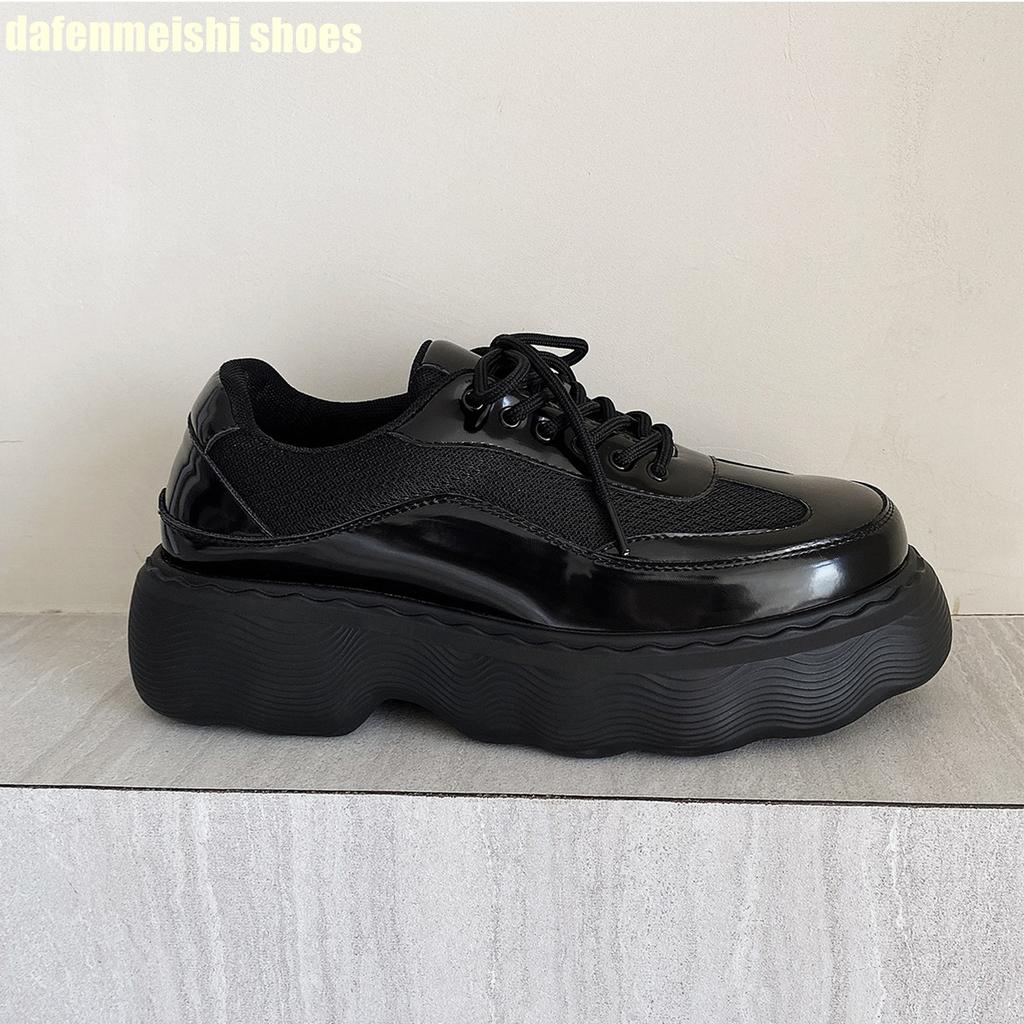 Fashion Comfortable Breathable Clunck Sneaker Patent Leather Men's All-Match Thick Soled Big-Toed Dad Shoes 2025 New Men Increase Shoes