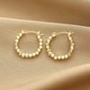 Metal Hoop Earrings with Geometric Beaded Design Lightweight Round Hoop Earrings for Women and Girls Fashion Jewelry Accessories