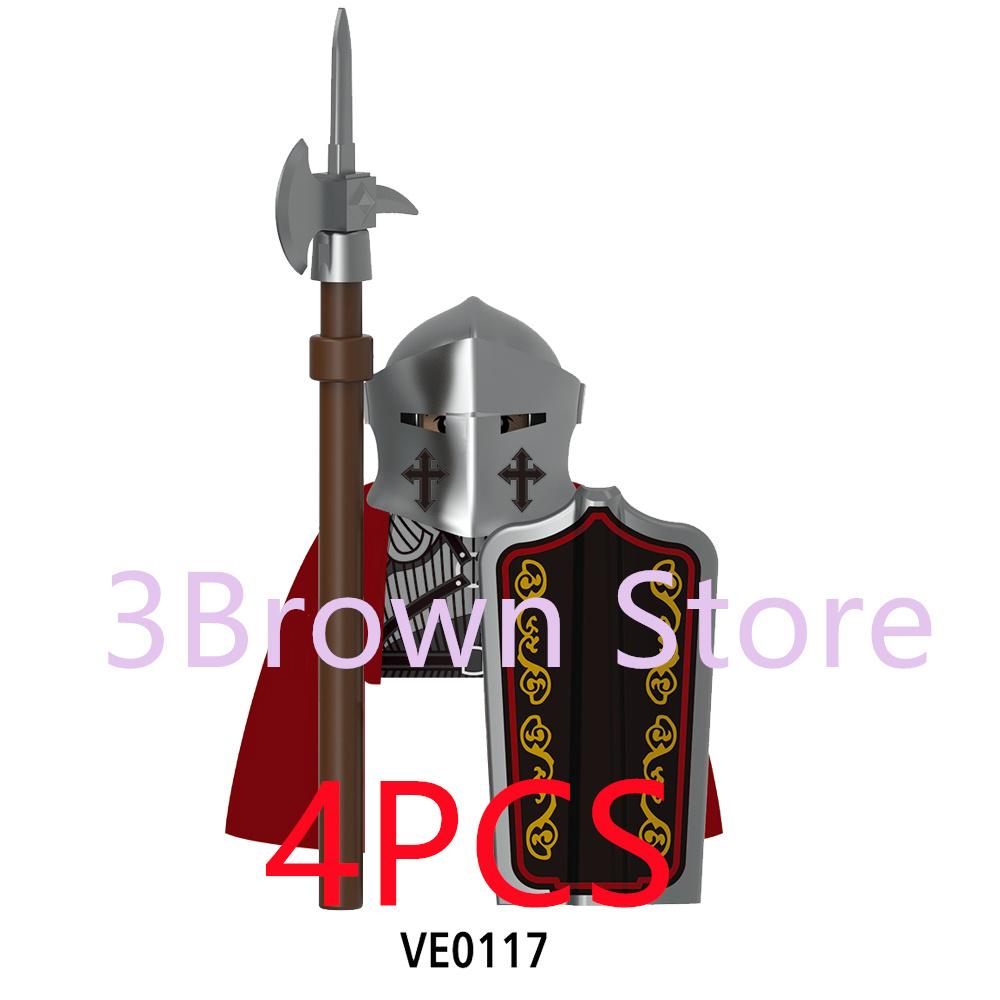 Medieval Building Blocks Accessories MOC Castles Dragon Knights Army Soldiers Warrior Helmets Shields Armors Axes Toy Gift S038