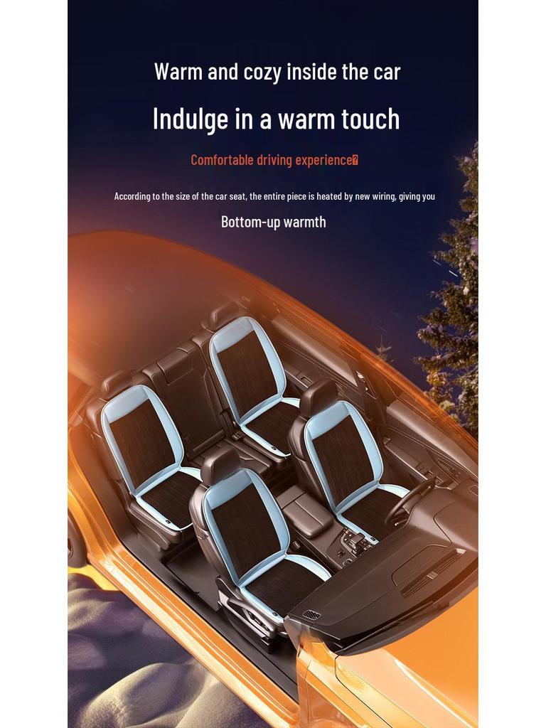 Graphene Heated Car Seat Cushion, 12V/24V Plush Winter Warm Pad, Universal Fit