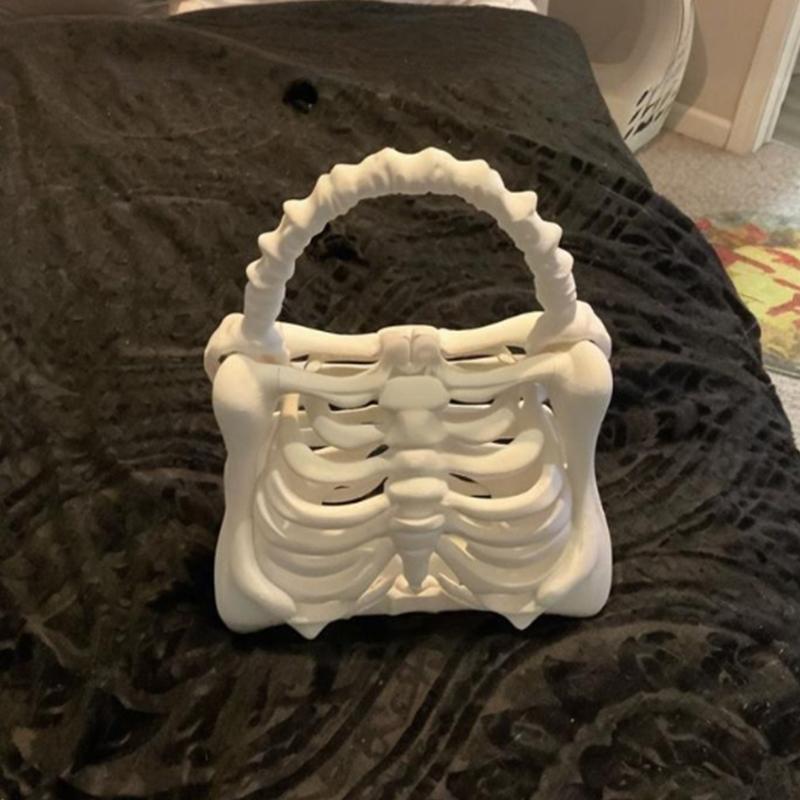 Bolso de Huesos de Esqueleto Impreso en 3D Bolso de Esqueleto Gótico Bolso Espeluznante Realista de Caja Torácica Bolsillo Funcional Fiesta Temática de Halloween