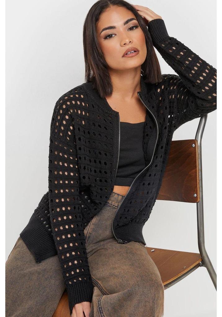 Women's Summer Slimming Zipper Sweater - Hollow Out Mesh Jacket for Versatile Commutes