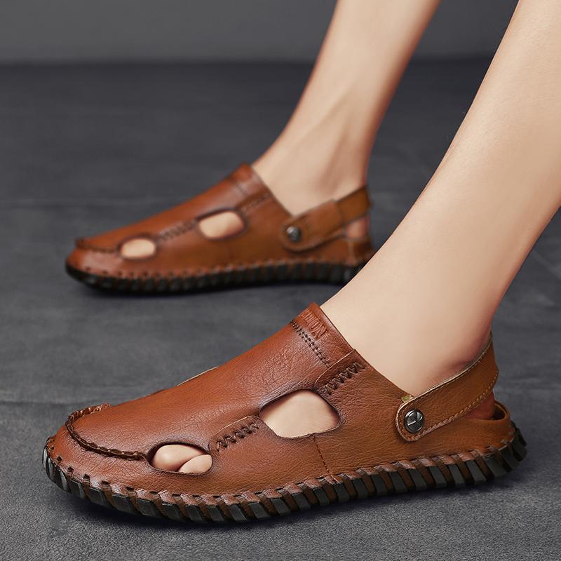 Sandale pentru bărbați 2024 Vară Bărbați Plajă Pantofi din Piele Naturală Noi Casual Șlapi Papuci pentru Bărbați Timp Liber Modă Sandală Bărbat