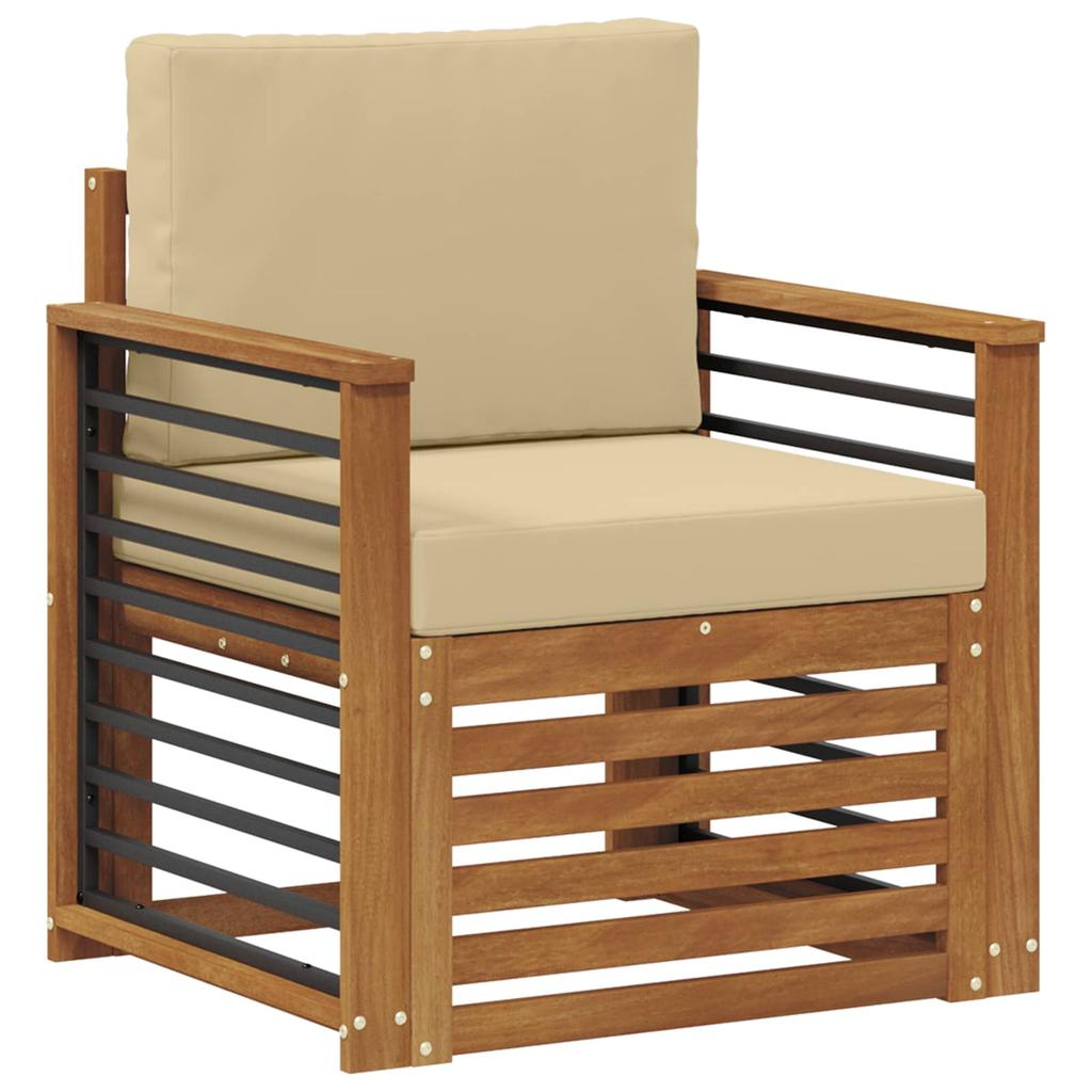 Outdoor Sofa Set Solid Acacia Wood and Polyester