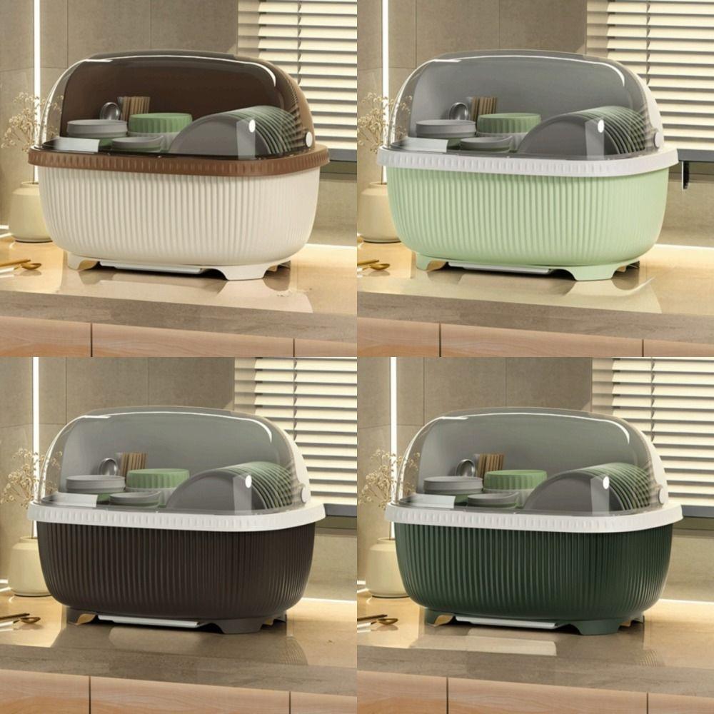 Plastový odkapávač nádobí se střešním krytem Velká kapacita Organizér na příbory Domácnost