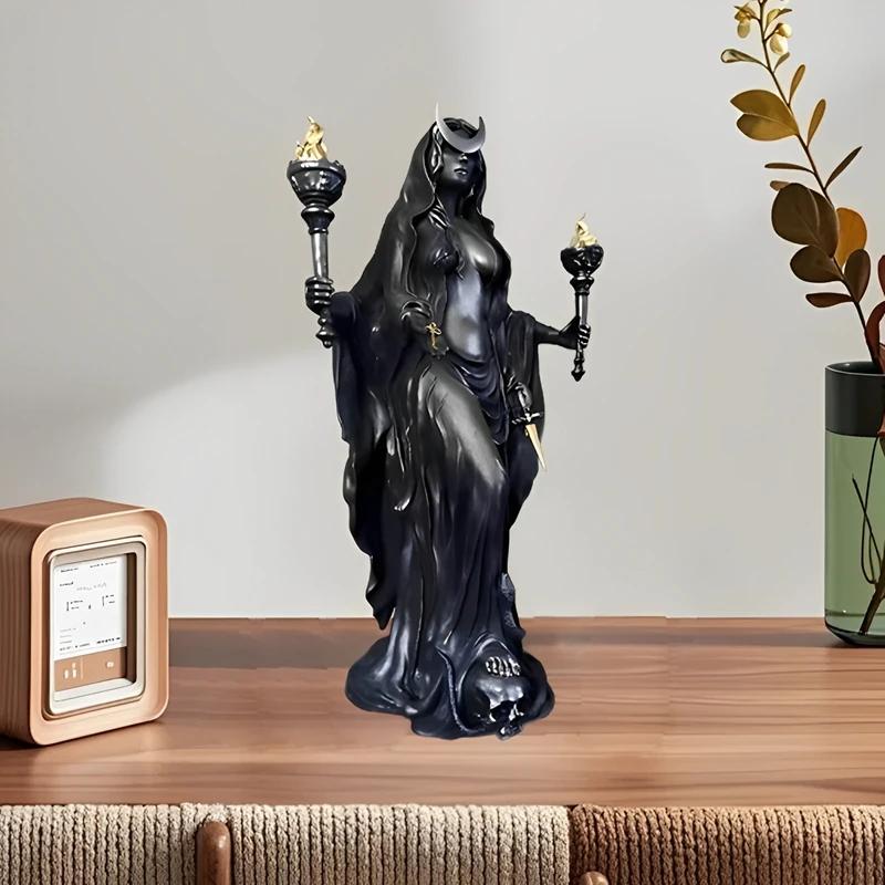 Goddess Statue Antique Finish Statue Resin Wizard Goddess Sculpture Art Garden Ornament Halloween Home Decor Sculpture