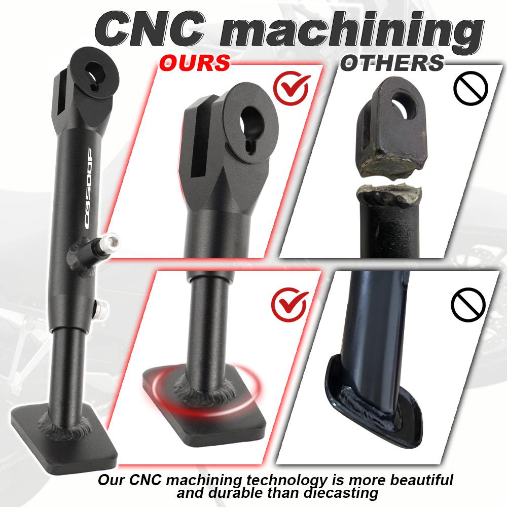 Motorcycle Aluminum Adjustable Side Stand Holder Kickstand Fit For CB500X CBR500R CB500F CBR400R 2022-2024 CB500 HORNET NX500