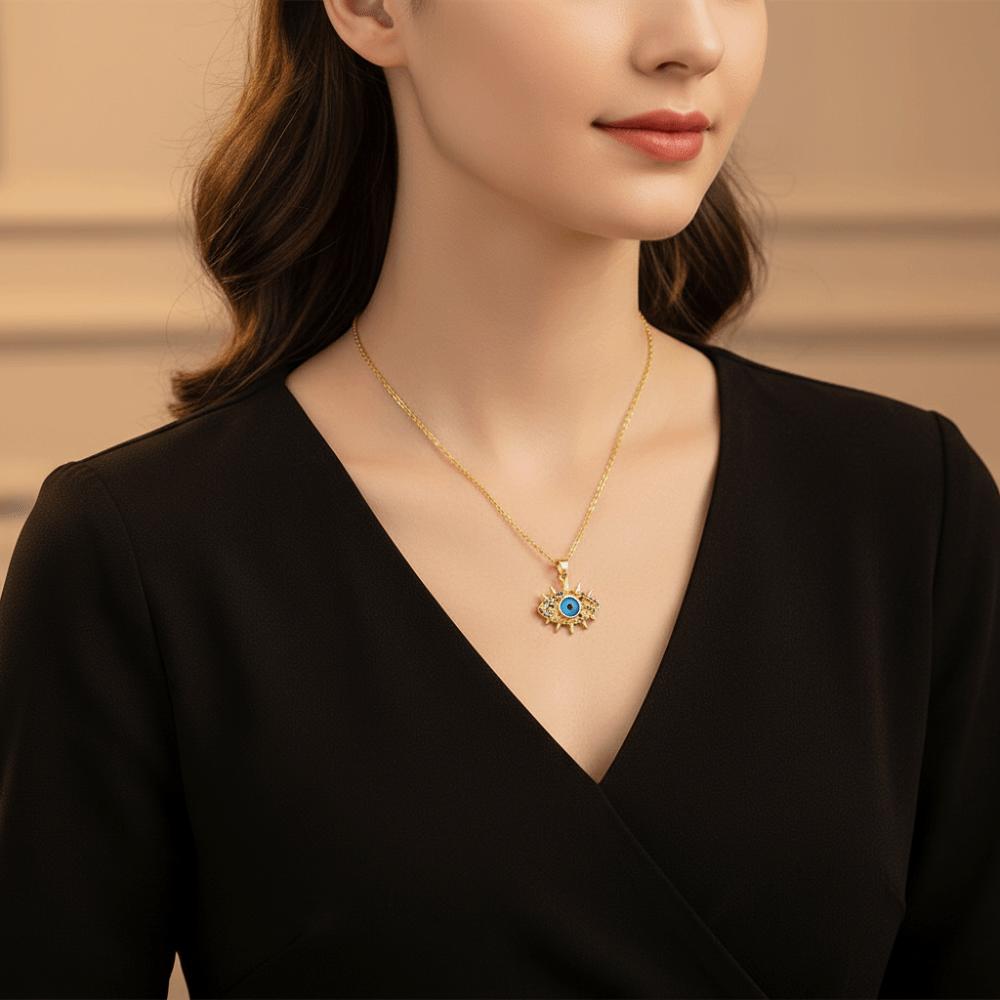 Pendant Devil's Eye Necklace Titanium Steel Banquet Clothes Neck Chain Glaze Luxury Necklace  Girls