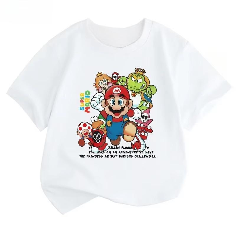 2026 Hotselling New Popular Super Mario Short Sleeved Tshirt for Boys In Summer Comfortable Half Sleeved Top