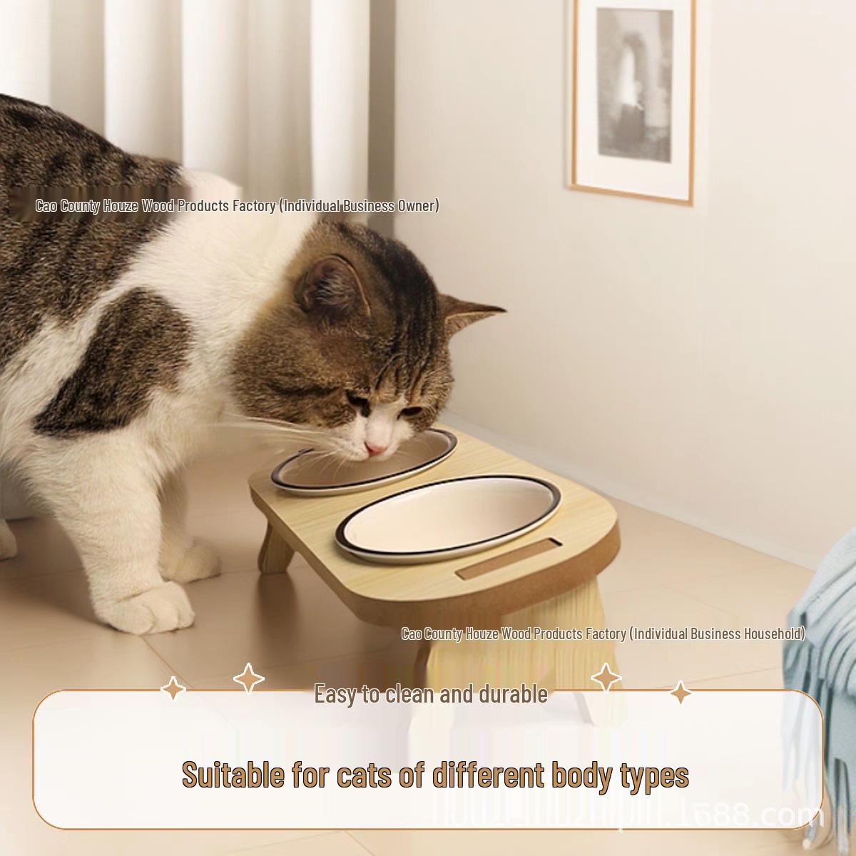 

Elevated Double Cat & Dog Food Bowl Stand - Anti-Spill, Neck Protection Design