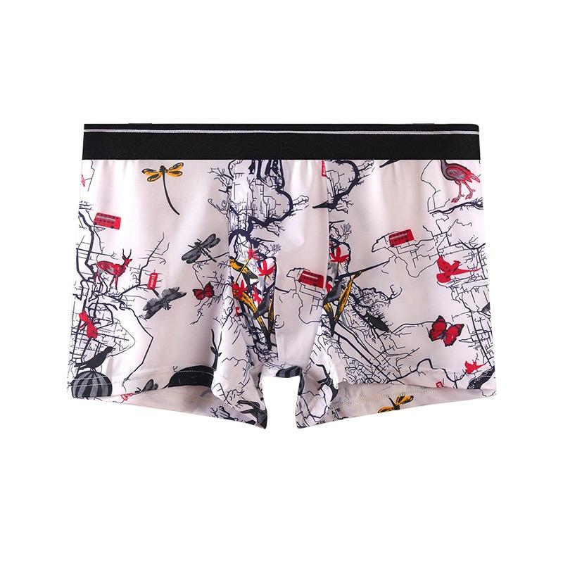 Herren Eisseide Höschen Herren Boxershorts Sommer Dünnschnitt Atmungsaktiv Bedruckt Höschen Herren