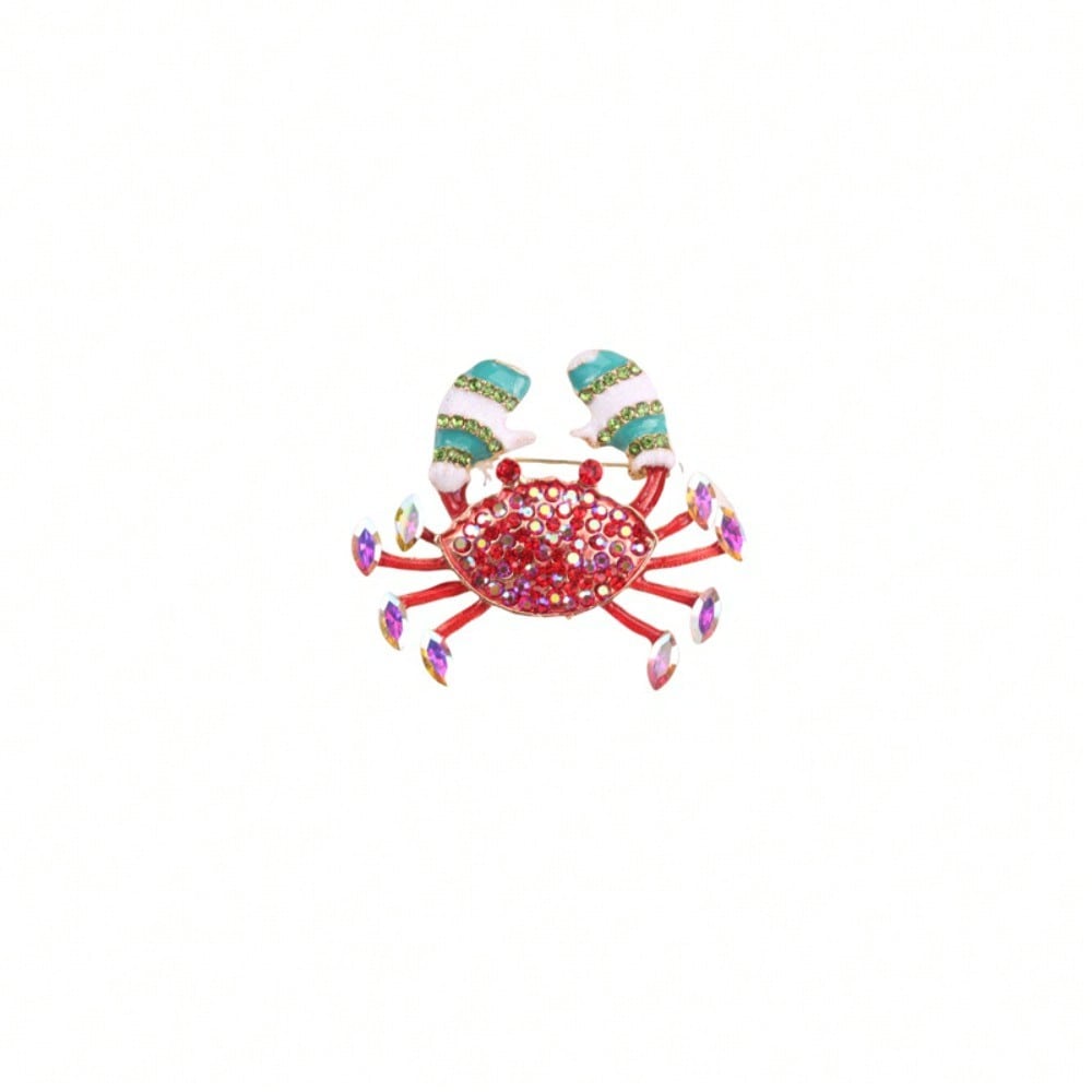 Crystal Crab Brooch for Women, Unique Animal Enamel Pin with Sparkling Rhinestones, Novelty Jewelry Gift for Coat Bag Decoration