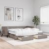 Pull Out Daybed with Drawers Taupe 100x200 Cm Fabric