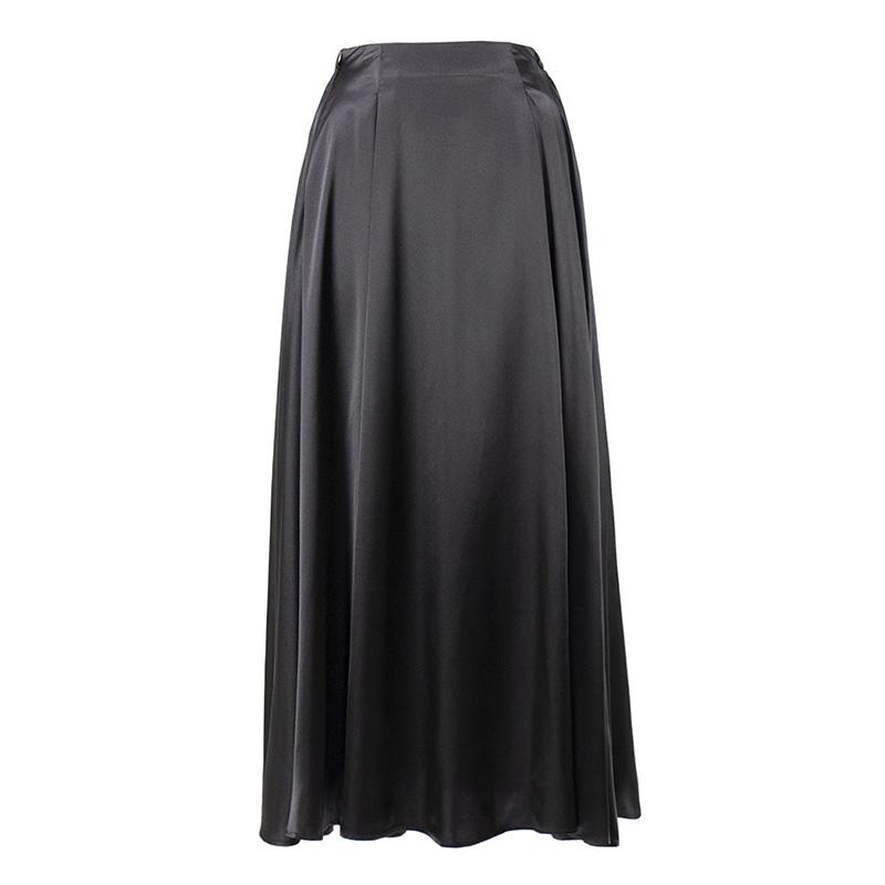 Dámské léto Elegantní saténová jednobarevná s vysokým pasem Ležérní volánková sukně