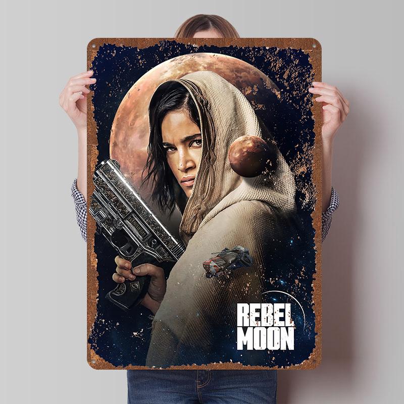 Rebel Moon Print Tinplate Posters Customizable Wall Art Retro Vintage Metal Tin Signs for Home and Decoration Gaming Desk Decor