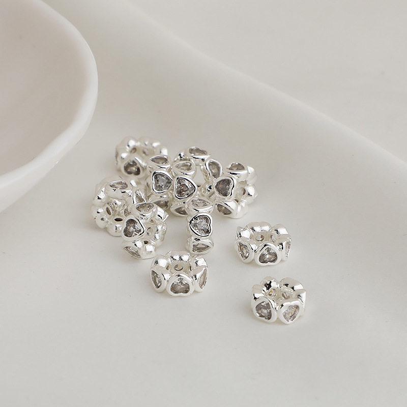 14K Gold Plated Bunte Zirkon Herz Abstandshalter Perlen für DIY Schmuck Zubehör