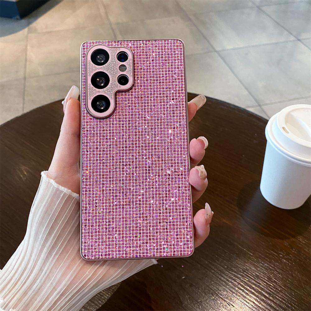 Bling Full Shinny Diamond Bracket Case For Samsung Galaxy S25 S24 S23 Ultra Plus Edge A07 A17 A14 A15 A24 Glitter Cover