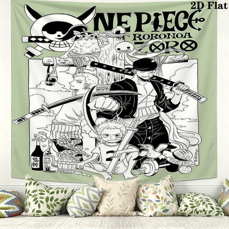 One Piece Roronoa Zoro Wall Tapestry Aesthetic Wall Hanging Printed Fabric Blanket Decorative Tapestries For Bedroom Living Room Home Decor