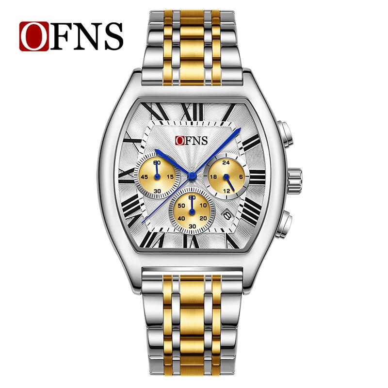 Men's Business Leisure Watch Date Chronograph Steel Quartz Wristwatches Strip Zinc Alloy Case Tempered Glass Mirror