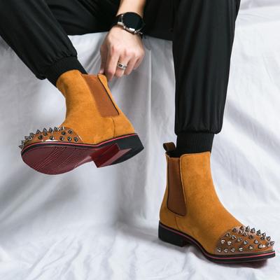 Fashion Boots Men High Top Black Brown Pointed Fashionable Metal Boots One Foot Business High-quality Chelsea Boots Size 38-46 Men Boots