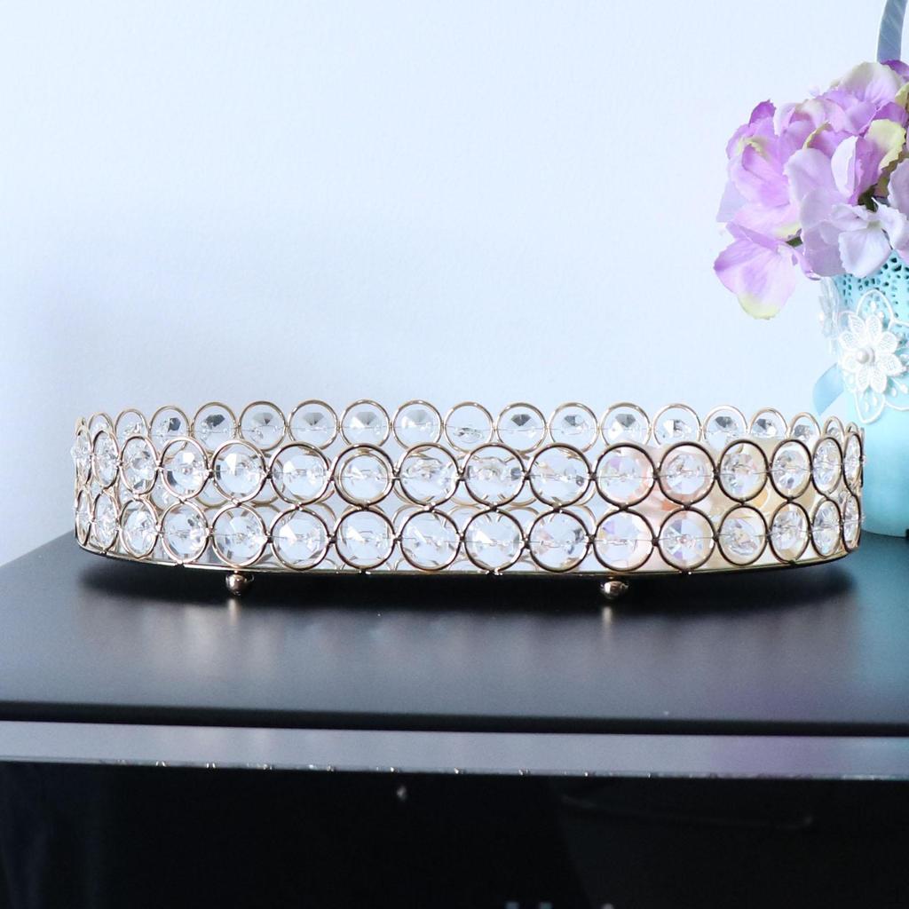 , Mirror Decorative Tray Vanity Metal, Makeup Organizer for Perfume, Jewelry, Dresser, Bathroom