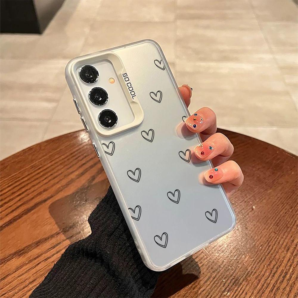 Black Love Heart Hard Case For Samsung Galaxy S26 Ultra S25 FE S24 Plus A57 A37 A17 A16 A06 A07 A56 A36 A26 A15 A35 A54 5G Cover