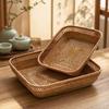 Rattan Woven Snack Tray Set Tea Table Picnic Home Decor Vintage Style Small Large Size