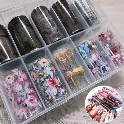 1 Rulle Nagel Folier i Kinesisk Stil Transfer Blommor Klistermärken Nagel Dekaler Wraps Glitter Lack Manikyr Dekoration