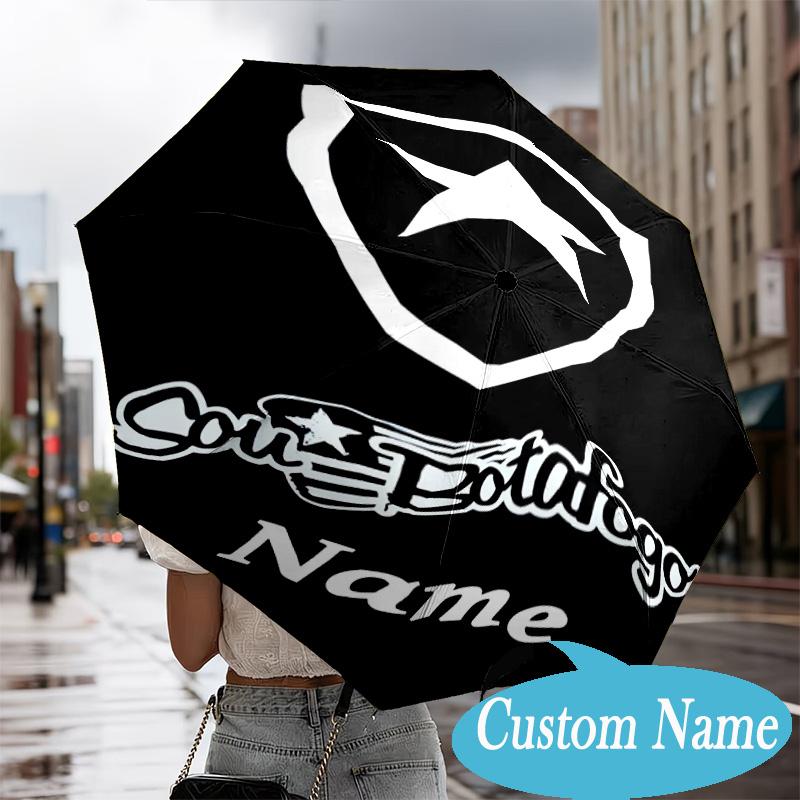 Custom Name Botafogo Emblem Pride Umbrella Folding Umbrella, Automatic Umbrella - 8-Frame for Travel, Casual Lightweight Personalized Gifts