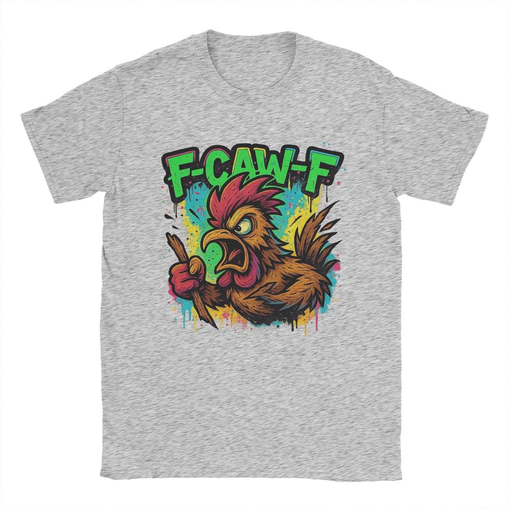 Vintage T-Shirt Strand Lustig F-CAW-F Hahn Meme Beliebte T-Shirts Baumwoll-T-Shirt für Paare Y2K Lässiger Print Kurzarm-Tops