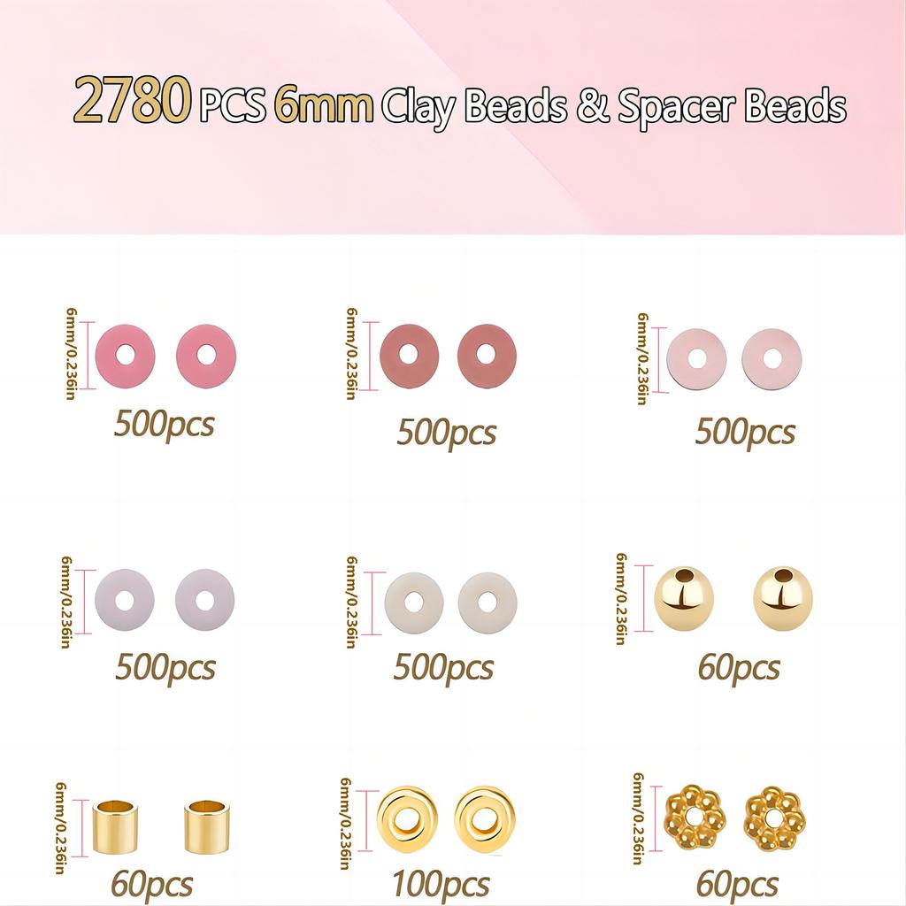 24 Cases of 5-color Clay Beads Interval Beads Gold Beads Girl Bracelet Jewelry DIY Jewelry Production