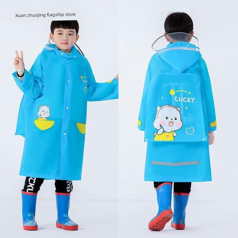 Children's Raincoat 7-12 Years Old Primary School Student Raincoat with Schoolbag Seat Boys Girls Baby Eva Cartoon Poncho Thickened