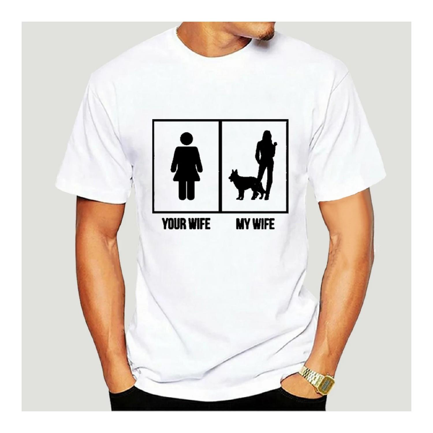 

Custom Printed Your Wife My Wife German Shepherd Funny T-Shirts Men S Short Sleeve Top O-Neck T Shirt 9318A S чёрный