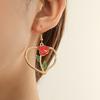 Vintage Acrylic Camellia Stud Earrings for Women Elegant Colorful Crystal Flower Temperament Earrings Beach Jewelry
