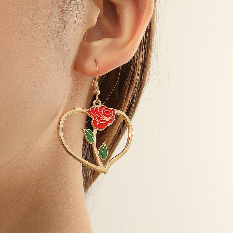 Vintage Acrylic Camellia Stud Earrings for Women Elegant Colorful Crystal Flower Temperament Earrings Fashion Beach Zircon