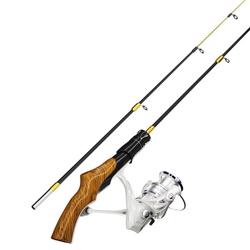 Mini Winter Ice Fishing Rod & Lure Spinning Reel Set - Portable Valve Rod for Sea & Freshwater Angling.